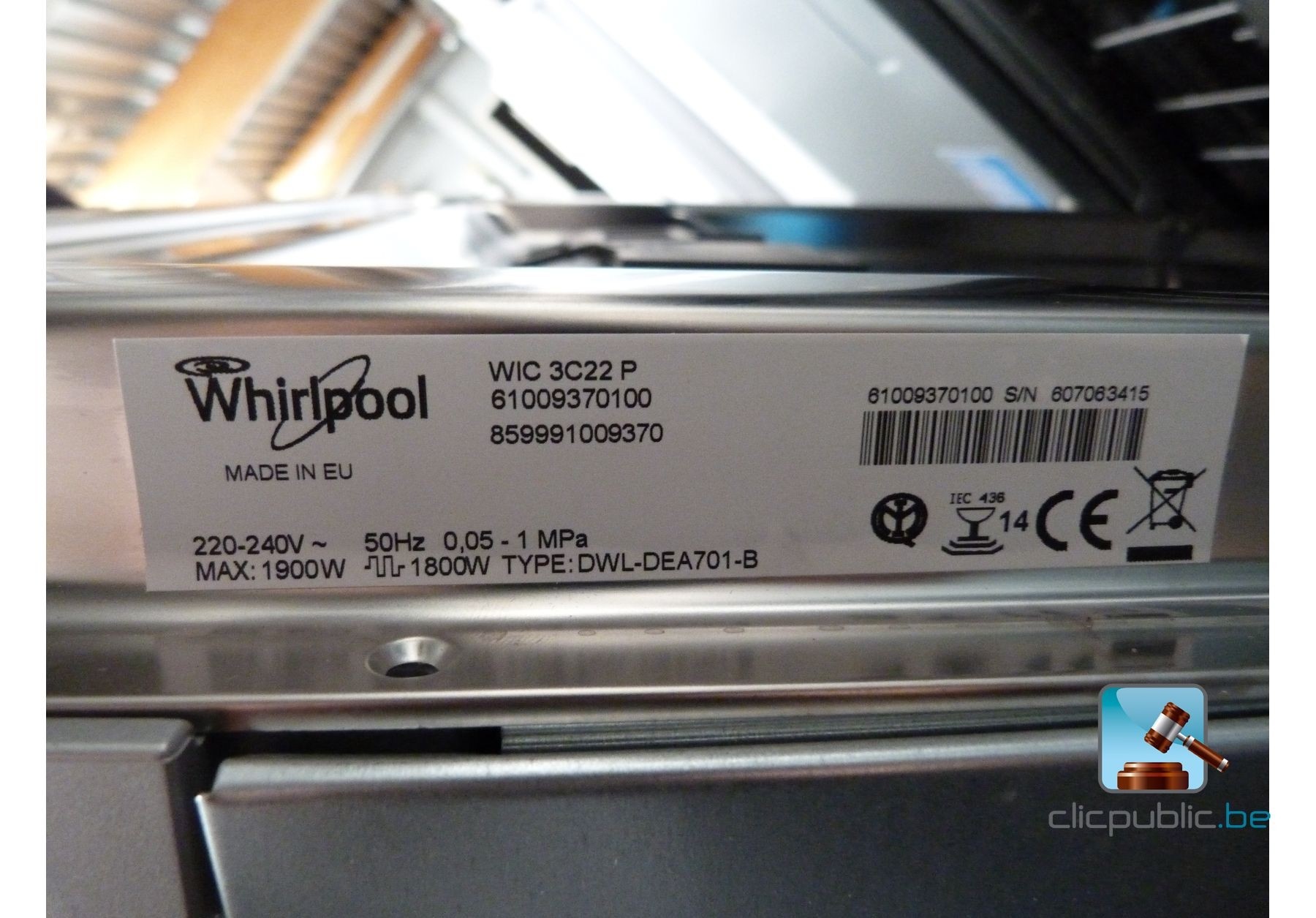 Lavevaisselle WHIRLPOOL DWL DEA 701B encastrable de classe A++ (ref